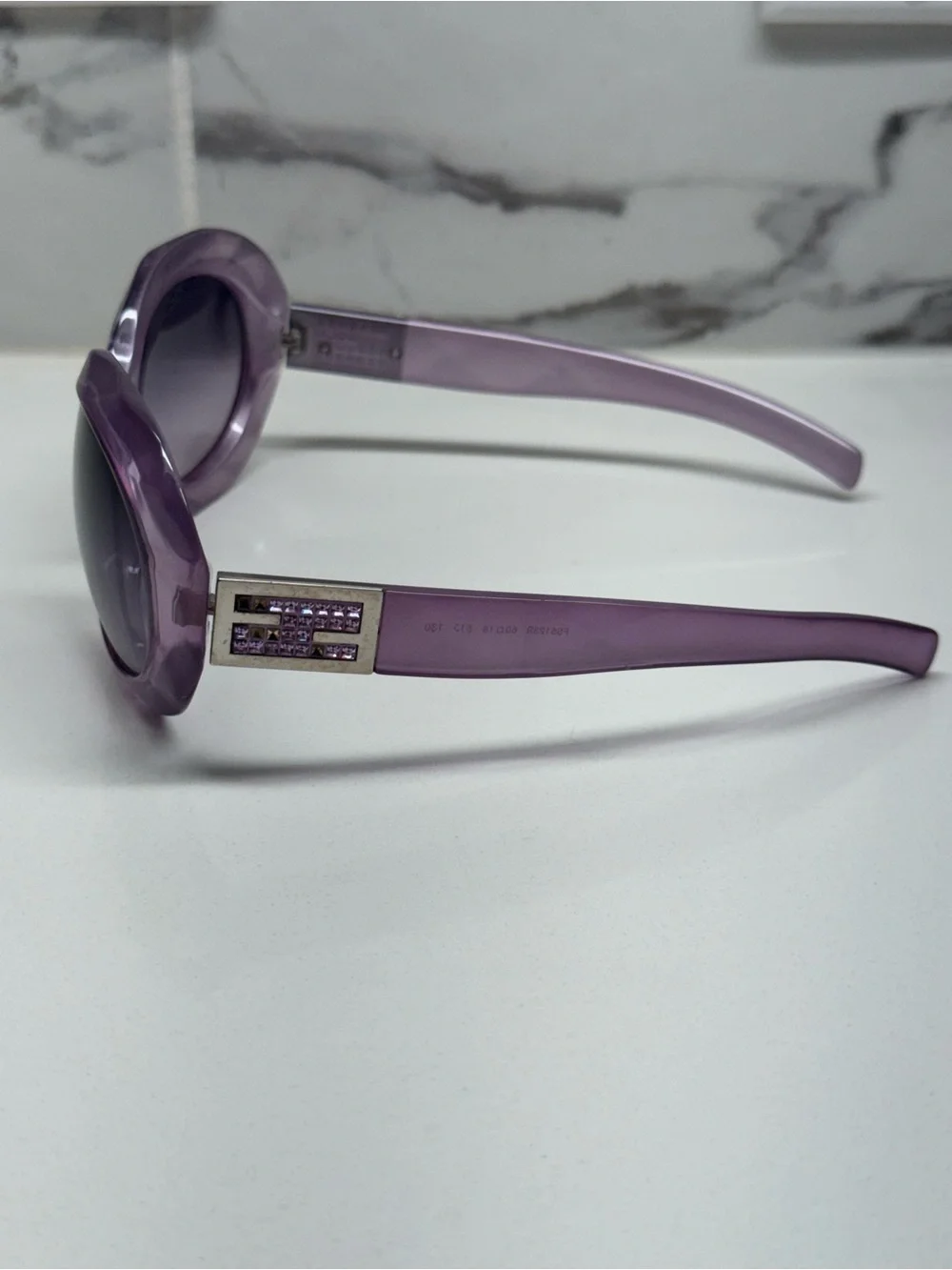 Vintage Fendi Oversized Round Sunglasses - Translucent Purple w/ Crystal Zucca L
